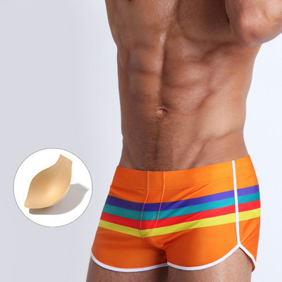 Meeste ujumispüksid rannapüksid Surfi ujumistrikoo Surfilaud Seksikas vikerkaar Pride Strips Ujumisriided Pad Push-up Ujumiskostüümid
