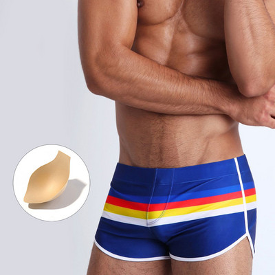 Meeste ujumispüksid rannapüksid Surfi ujumistrikoo Surfilaud Seksikas vikerkaar Pride Strips Ujumisriided Pad Push-up Ujumiskostüümid