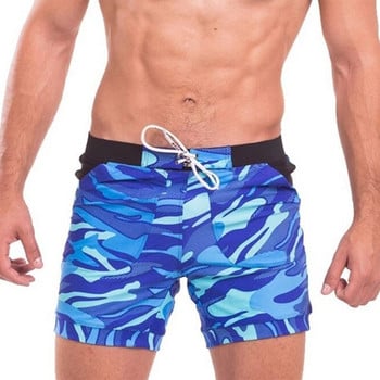 Мъжки бански гащета с джобове Летни ежедневни плажни къси панталони Бързосъхнещи плувни бански костюми Бански костюми
