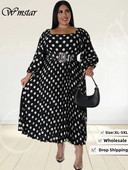 Wmstar Women Clothing Suures suuruses kleidid vöö punktitrükiga lahtiselt lahtise seljaga Elegantne moodne maksikleit hulgimüük Dropshipping
