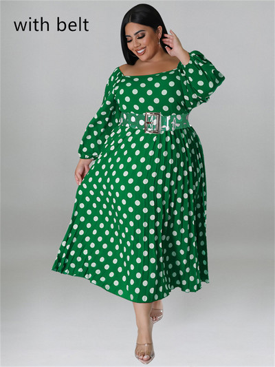 Wmstar Women Clothing Suures suuruses kleidid vöö punktitrükiga lahtiselt lahtise seljaga Elegantne moodne maksikleit hulgimüük Dropshipping