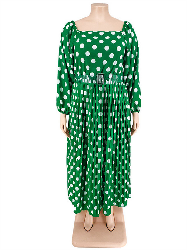 Wmstar sieviešu apģērbu lielizmēra kleitas ar jostas punktveida apdruku, vaļīgi atvērta mugura Eleganta modes maksikleita vairumtirdzniecība dropshipping