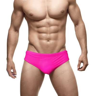 Vīriešu vienkrāsaini trīsstūra peldbikses ar stumjamu spilventiņu Eiropas amerikāņu modes bikini vasaras pludmales sērfošanas ātri nožūstoši šorti