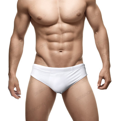 Vīriešu vienkrāsaini trīsstūra peldbikses ar stumjamu spilventiņu Eiropas amerikāņu modes bikini vasaras pludmales sērfošanas ātri nožūstoši šorti
