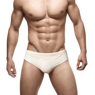 Vīriešu vienkrāsaini trīsstūra peldbikses ar stumjamu spilventiņu Eiropas amerikāņu modes bikini vasaras pludmales sērfošanas ātri nožūstoši šorti