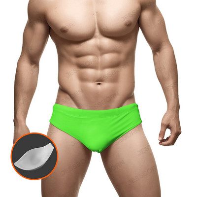 Vīriešu vienkrāsaini trīsstūra peldbikses ar stumjamu spilventiņu Eiropas amerikāņu modes bikini vasaras pludmales sērfošanas ātri nožūstoši šorti