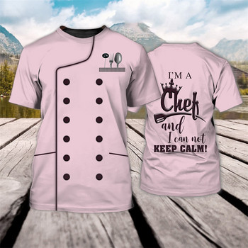 Chef Shirt Мъжки тениски 3D забавен принт Мъжко облекло O-образно деколте Извънгабаритни Евтини горнища с къс ръкав 5xl Мъжко ретро пънк улично облекло