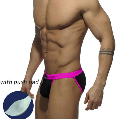 Európai és amerikai férfi szexi magas villás háromszögű fürdőnadrágok divatos színben passzoló egyszerű strand alacsony derekú háromszög bikini Me