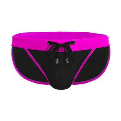 Európai és amerikai férfi szexi magas villás háromszögű fürdőnadrágok divatos színben passzoló egyszerű strand alacsony derekú háromszög bikini Me