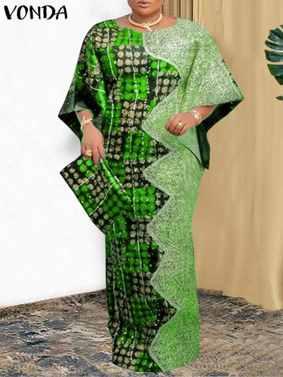 Liela izmēra 5XL VONDA sieviešu vintage kleita, bohēmiski apdrukāta, raibs krāsojums, 2024. gada vasaras brīvs, brīvs ar 3/4 piedurknēm Vestidos Femme