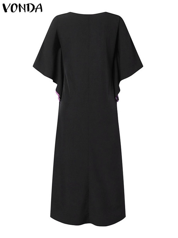 Liela izmēra 5XL VONDA sieviešu vintage kleita, bohēmiski apdrukāta, raibs krāsojums, 2024. gada vasaras brīvs, brīvs ar 3/4 piedurknēm Vestidos Femme