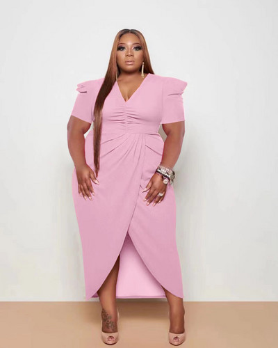 Pulkritu velike ženske puf kratke rukave s omotom s visokim bočnim rascjepima, midi maxi duge haljine seksi party čak i vestido haljine