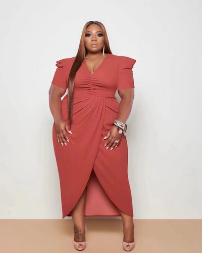 Pulkritu velike ženske puf kratke rukave s omotom s visokim bočnim rascjepima, midi maxi duge haljine seksi party čak i vestido haljine