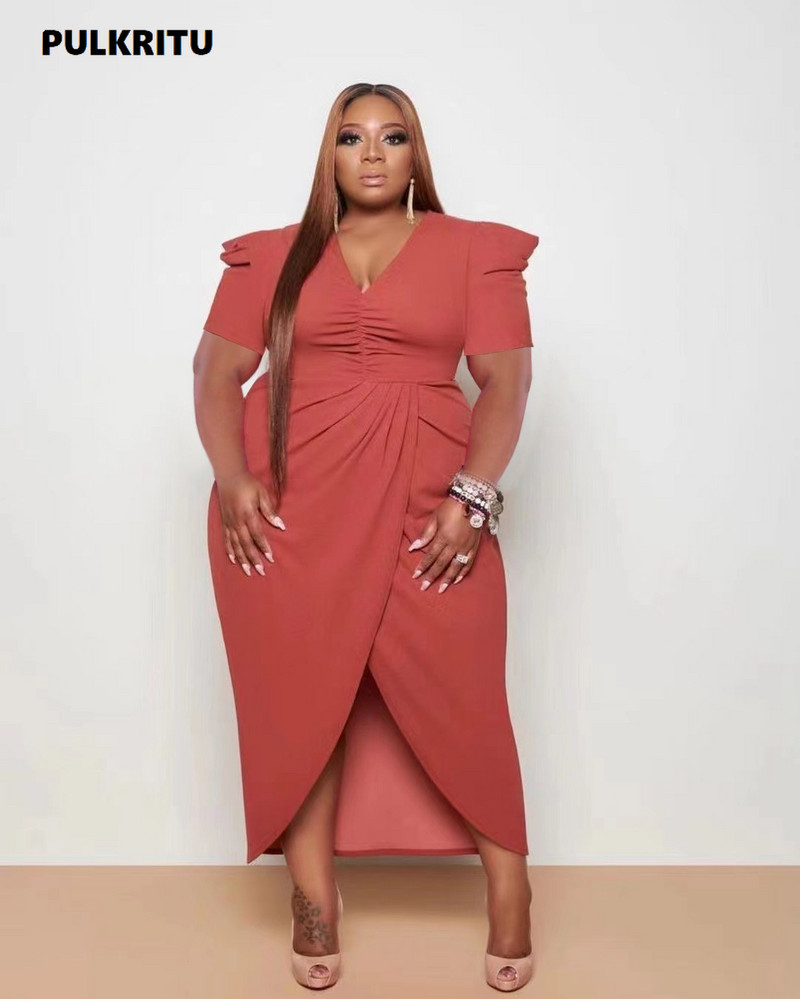 Pulkritu velike ženske puf kratke rukave s omotom s visokim bočnim rascjepima, midi maxi duge haljine seksi party čak i vestido haljine