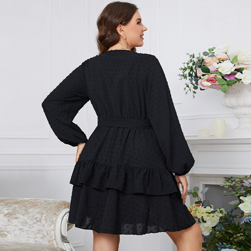 Della Mel 3XL 4XL Plus Size Κομψά Γυναικεία Φορέματα Μαύρα V λαιμόκοψη Φανάρι μανίκια Γυναικεία φόρεμα βραδινού πάρτι σε μεγάλο μέγεθος