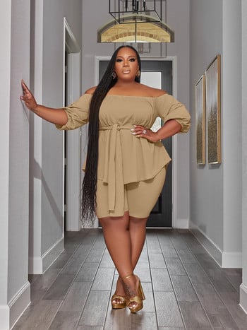 Wmstar Plus Size Two Piece ρούχα Γυναικεία Νέα σε ασορτί Σορτ Σετ Loose Top με Επίδεσμο Καλοκαιρινή χονδρική Dropshipping 2023