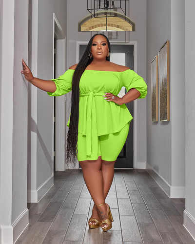 Wmstar plusz méretű, kétrészes női ruhák, új, hozzáillő rövidnadrág szettek, laza felsők kötszerrel Nyári Nagykereskedelmi Dropshipping 2023