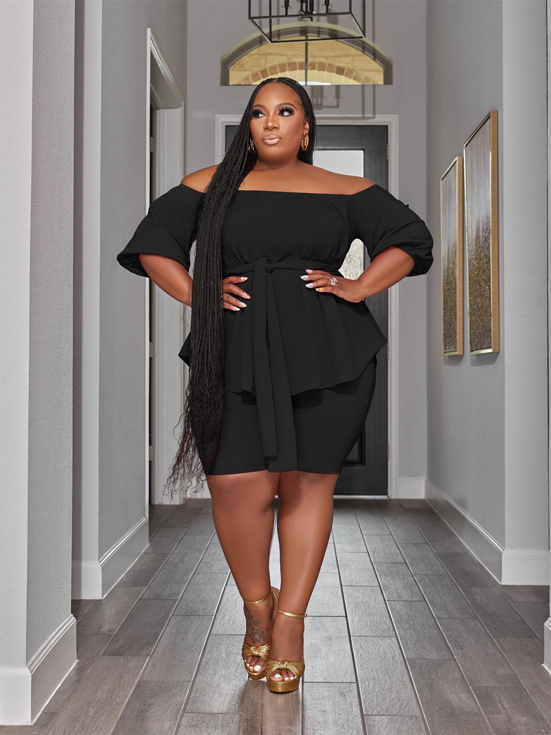 Wmstar plusz méretű, kétrészes női ruhák, új, hozzáillő rövidnadrág szettek, laza felsők kötszerrel Nyári Nagykereskedelmi Dropshipping 2023