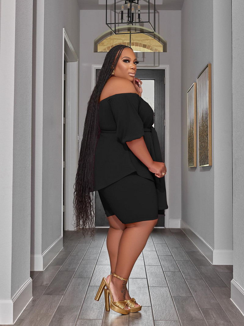 Wmstar plusz méretű, kétrészes női ruhák, új, hozzáillő rövidnadrág szettek, laza felsők kötszerrel Nyári Nagykereskedelmi Dropshipping 2023