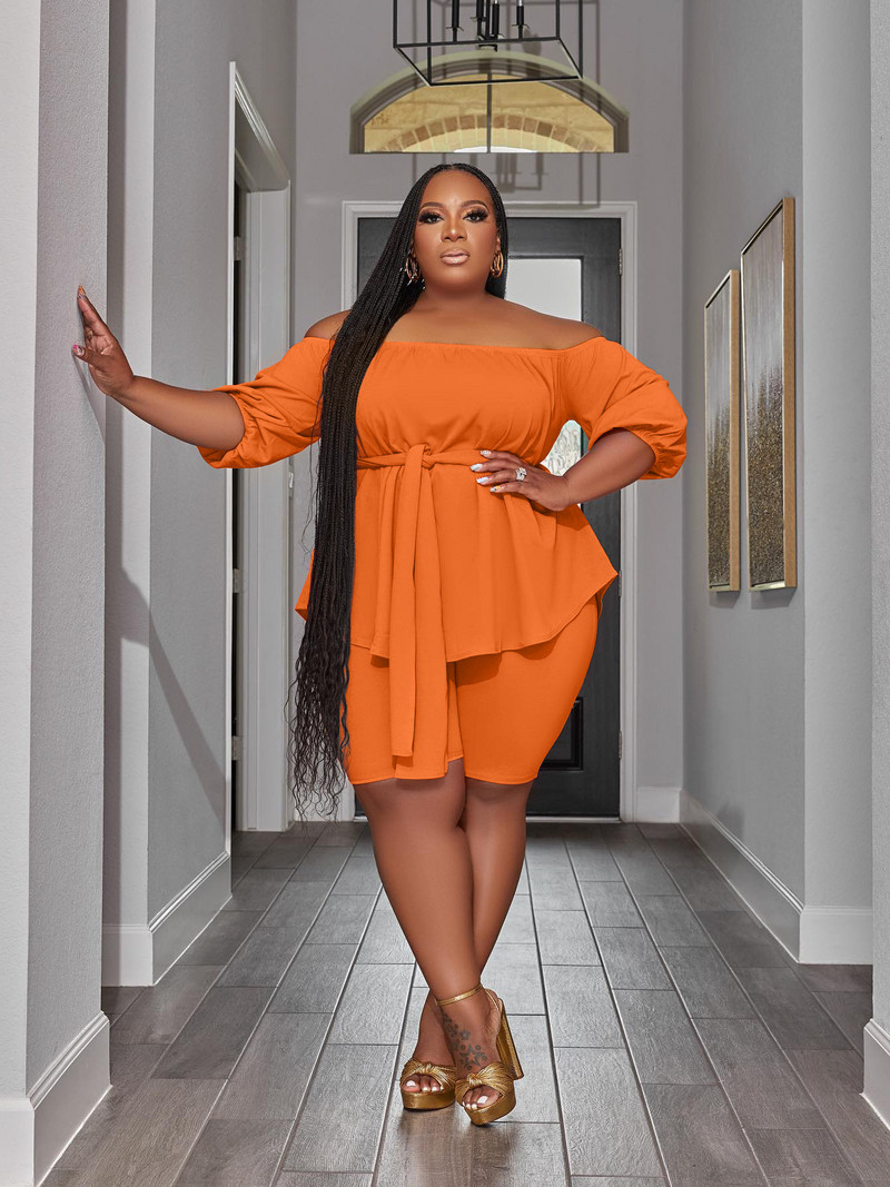 Wmstar plusz méretű, kétrészes női ruhák, új, hozzáillő rövidnadrág szettek, laza felsők kötszerrel Nyári Nagykereskedelmi Dropshipping 2023