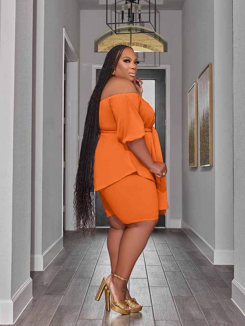 Wmstar plusz méretű, kétrészes női ruhák, új, hozzáillő rövidnadrág szettek, laza felsők kötszerrel Nyári Nagykereskedelmi Dropshipping 2023