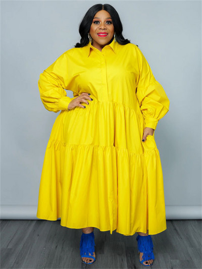 Wmstar Rochii cămașă de dimensiuni mari pentru femei Îmbrăcăminte leagăn leagăn ocazional Rochie maxi la modă Streetwear Comerț cu ridicata Drop Shipping