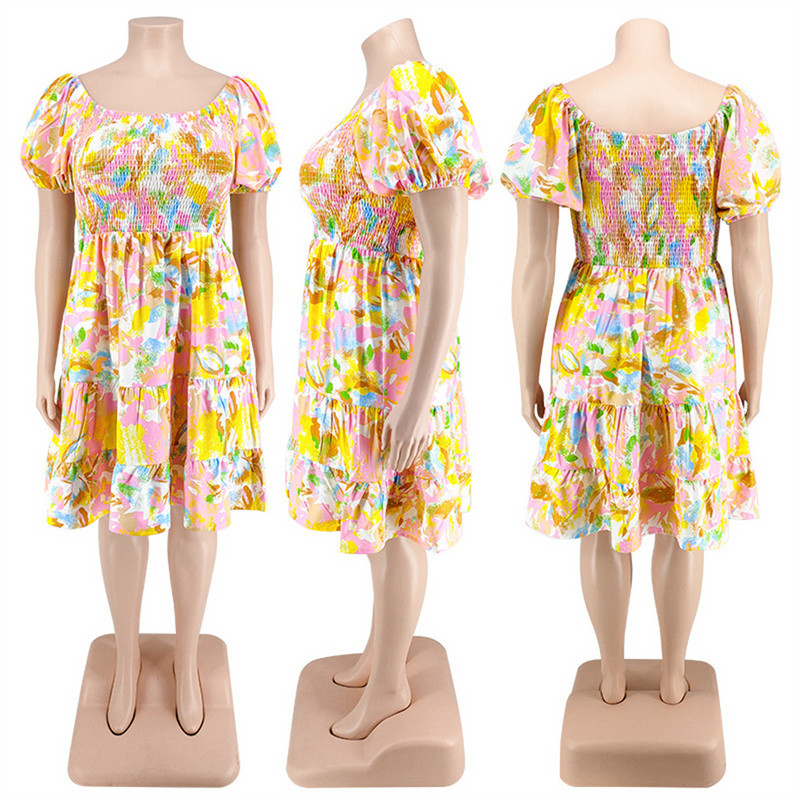 Wmstar lielizmēra sieviešu apģērbu kleitas vasaras brīvdienām Seksīga viena pleca apdruka Eleganta minikleita vairumtirdzniecība dropshipping