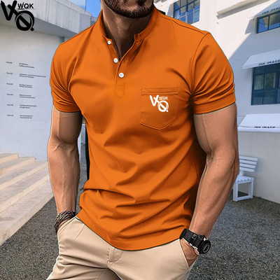 Minimalistlik VQWQK-trükiga meeste polosärk, suvine meeste lühikeste varrukatega T-särk, moekas trükitud ülisuur golfisärk