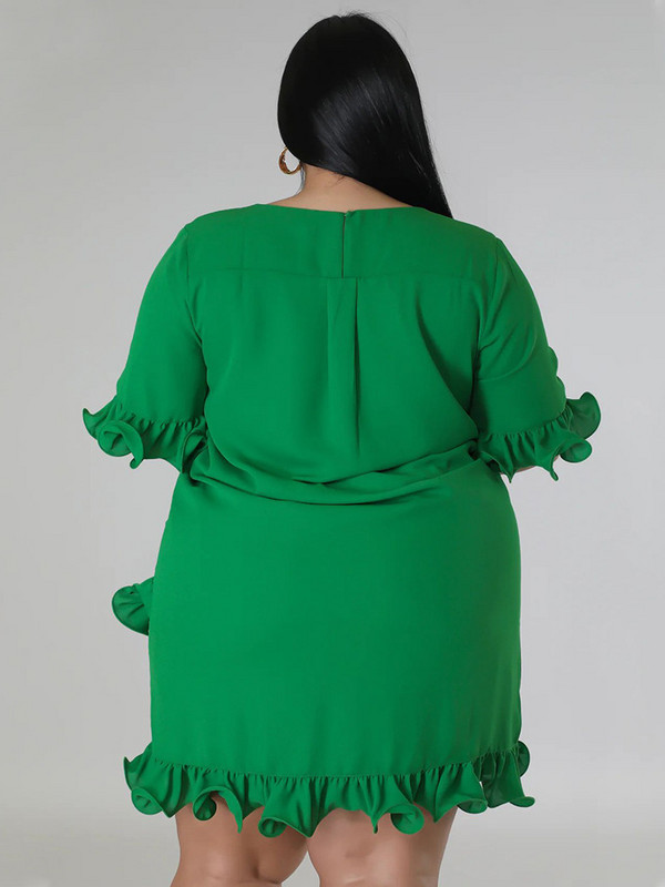 Wmstar lielizmēra kleita sievietēm, jaunums 2023. gada vasarā Solīda, salda, ikdienišķa ziedlapu apakšmala svētku modes minikleitas vairumtirdzniecība, piegāde