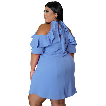 Fahsion Ruffles Plus Size Γυναικεία Ρούχα Σέξι Μίνι Φόρεμα από τους ώμους Summer Party Club Wear Χονδρική Dropshipping