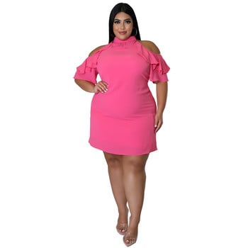 Fahsion Ruffles Plus Size Γυναικεία Ρούχα Σέξι Μίνι Φόρεμα από τους ώμους Summer Party Club Wear Χονδρική Dropshipping