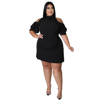 Fahsion Ruffles Plus Size Γυναικεία Ρούχα Σέξι Μίνι Φόρεμα από τους ώμους Summer Party Club Wear Χονδρική Dropshipping