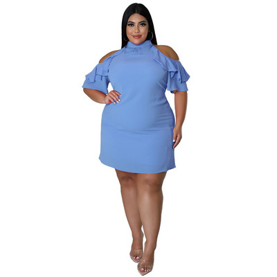 Modes volāni lielizmēra sieviešu apģērbi, seksīga mini kleita no pleciem, vasaras ballīšu klubu apģērbi, vairumtirdzniecība, piegāde