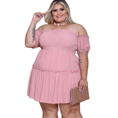L-4XL suvised pluss suuruses naiste riided mood seksikas kleit massiivne toruga lühikeste varrukatega vabaaja minikleidid Hulgimüük Dropshipping