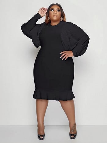 Κομψό και κομψό γυναικείο φόρεμα για πάρτι Lady Plus Size Φόρεμα Puff μακρυμάνικο μεγάλο μέγεθος Φόρεμα χονδρικής χονδρικής Dropshipping