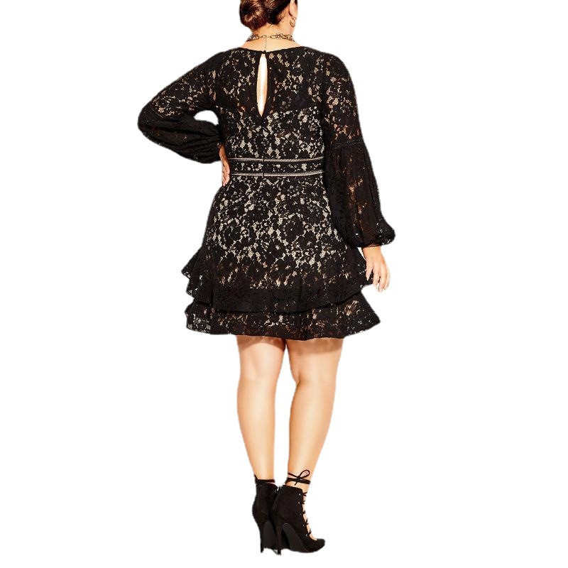 Îmbrăcăminte pentru femei de mărime mare Rochie de damă mare, cu decolteu în V, cu mâneci lungi, cu mâneci lungi, rochie de petrecere, solidă, 2024 Nou