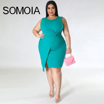 SOMOIA Naiste Plus Size Mini Kleit Vest Seelik O-kaelusega Varrukateta Lõikude Kleidid Naiste Bodycon Peopäikesekleit Slim Elegant Tank 4xl