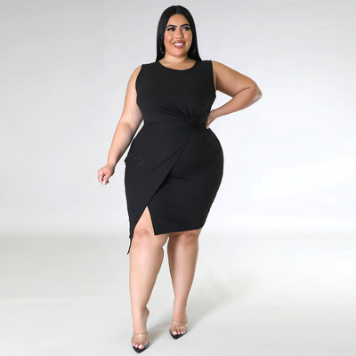 SOMOIA Naiste Plus Size Mini Kleit Vest Seelik O-kaelusega Varrukateta Lõikude Kleidid Naiste Bodycon Peopäikesekleit Slim Elegant Tank 4xl