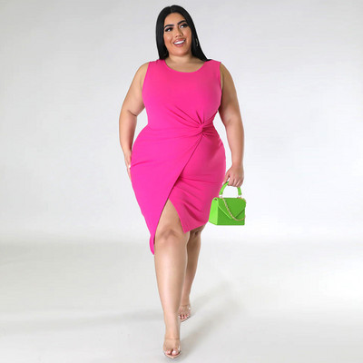 SOMOIA Naiste Plus Size Mini Kleit Vest Seelik O-kaelusega Varrukateta Lõikude Kleidid Naiste Bodycon Peopäikesekleit Slim Elegant Tank 4xl