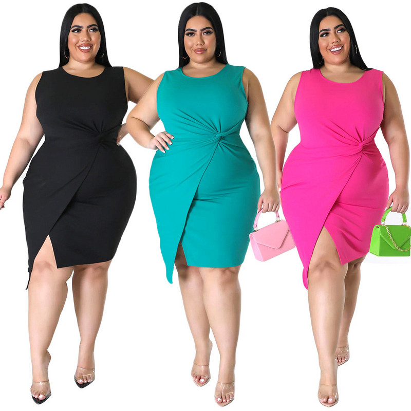 SOMOIA Femei Dimensiuni Plus Rochie Mini Vest Fusta Decolteu O Rochii Fără Mâneci Fata Femeie Bodycon Party Rochie de soare Slim Elagant Tank 4xl