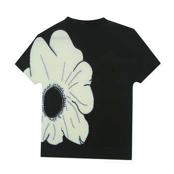 2024 Simple Chic Knitted High Street Женска триизмерна тениска Пролет Лято Big Flower Slim Fit Woman S-3XL Short Sleeve