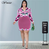 Wmstar lielizmēra kleita sievietēm, salda puķaina, poga, volāni Apmalīte Modes virsdrēbes Midi kleitas vairumtirdzniecība lielapjoma piegāde