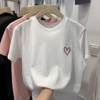 DUOJIHUI Pink Chic Printing Magusad Lihtsad vabaaja naiste T-särgid Suvised Uued Basic O-kaelusega ühevärvilised moes lahtised naiste T-särgid