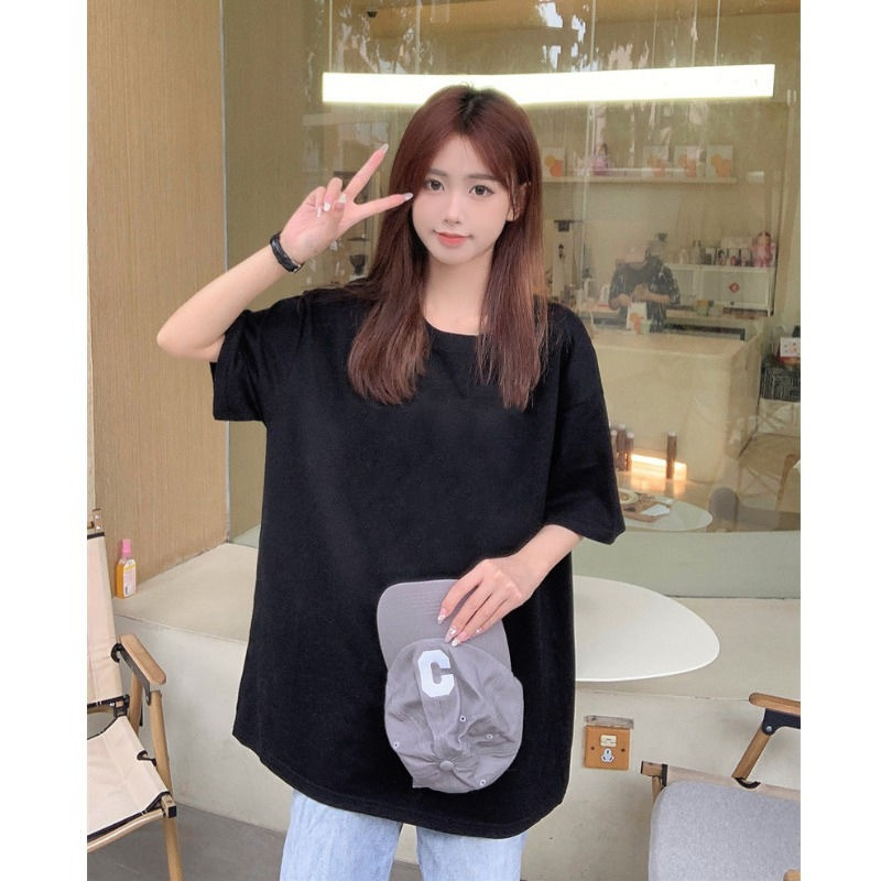 Tiszta pamut rövid ujjú póló nőknek Nyáron Új bő és sokoldalú College stílusú Instagram alsó ing temperamentum felső