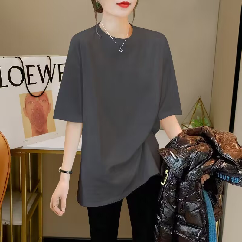 Tiszta pamut rövid ujjú póló nőknek Nyáron Új bő és sokoldalú College stílusú Instagram alsó ing temperamentum felső