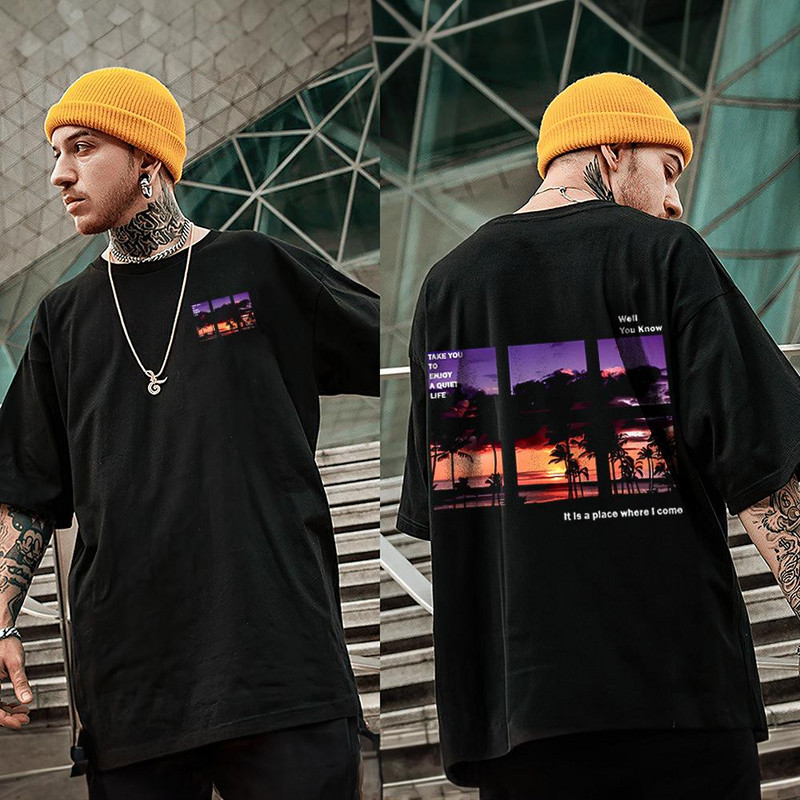 3D T-krekls ar kokosriekstu koku apdruku vīriešiem Jauns modes vīriešu T-krekls Liela izmēra brīvi t-krekli Vasaras gadījuma īsās piedurknes vīriešu apģērbi