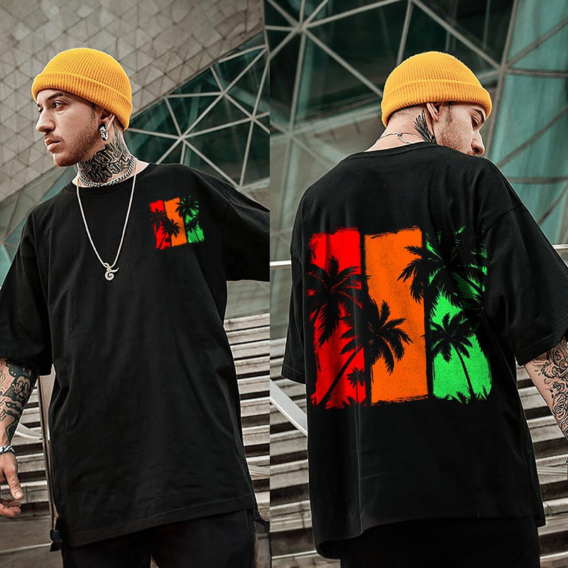 3D T-krekls ar kokosriekstu koku apdruku vīriešiem Jauns modes vīriešu T-krekls Liela izmēra brīvi t-krekli Vasaras gadījuma īsās piedurknes vīriešu apģērbi