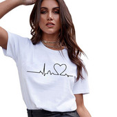 UUS2023 Naiste t-särk Casual Harajuku Heartbeat naiste kawaii t-särk suvine naiste t-särk Plus S-2XL Topid