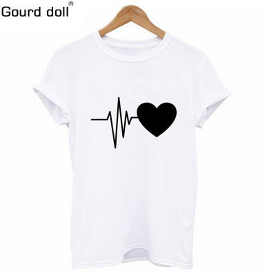 UUS2023 Naiste t-särk Casual Harajuku Heartbeat naiste kawaii t-särk suvine naiste t-särk Plus S-2XL Topid