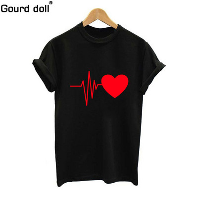 UUS2023 Naiste t-särk Casual Harajuku Heartbeat naiste kawaii t-särk suvine naiste t-särk Plus S-2XL Topid